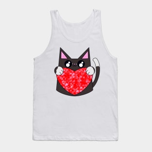 Socks The Black And White Pattern Cat With Valentines Heart Tank Top